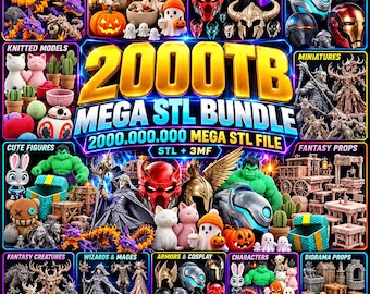 STL & 3MF Mega Bundle with Commercial License – 3D Printing Files, Flexi Animals, Dragons, Cosplay ,Miniatures