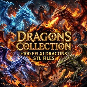 100 Flexi Dragon STL Files Bundle – Articulated 3D Print Dragons, Flexible Dragon Models, 3MF Included – Digital Download