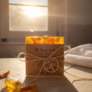 Sapone artigianale agli agrumi Essenza del sole | Arancia, limone e neroli | Sapone vegano fatto a mano | Mi Negra Bella