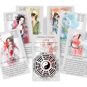 I Ching Oracle – 64-Card Deck of Ancient Wisdom with Asian Watercolor Art