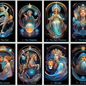 Jugendstil Tarot Karten Deck. 78 Tarotkarten