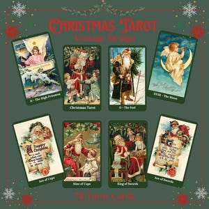 Baralho de Tarô de Natal Vintage. Cartas de tarô do Papai Noel
