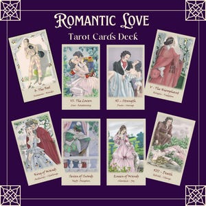Baraja de cartas del tarot del amor romántico. Cartas de adivinación