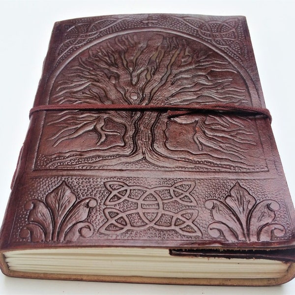 FAIRTRADE Handmade Tree of Life leather JOURNAL gift scrapebook notebook paint diary