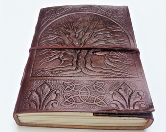 FAIRTRADE Handmade Tree of Life leather JOURNAL gift scrapebook notebook paint diary