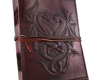 Fair Trade Doppeldrachen Leder Journal Notizbuch Keltisch Scrapbook Malbuch Malen Blanko-Buch Tagebuch