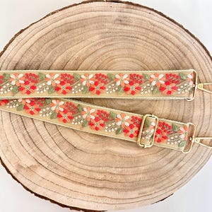 bestickter Taschengurt mit Blumen und Karabiner, Wechselgurt für Taschen, Ersatzgurt für Crossbodytaschen, Kameragurt, Handyband, Handykette