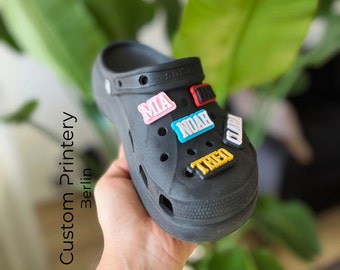 Custom Name Charms | 3 pieces | Personalized shoe accessories for Crocs | 3D-printed custom text