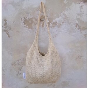 Pesca Sand - Kleine Einkaufstasche aus recyceltem Leinen - Einkaufstasche aus recyceltem Leinen mit Knittereffekt - umweltfreundlich und umweltfreundlich