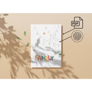 Modelo de artesanato DIY: Família em letras de balão, cores de frutas vermelhas, PDF para imprimir você mesmo para crianças, bebês, crianças pequenas, Dia das Mães, Dia dos Pais