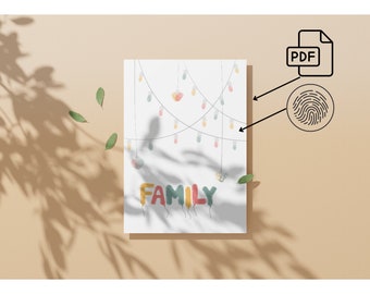 DIY Craft Template:Family in Balloon Letters, Berry Colors, PDF for Self-Printing for Children, Babies, Toddlers| Mother's Day, Father's Day