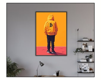 Bitcoin Wall Art 'World is Changing' |Modern Wall Art for Home & Office | Metal Frame | Unique Crypto Decoration on Matte Paper