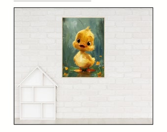 Explorer Chick - Cheerful Nursery Wall Art | Matte Premium Illustration in Wooden Frame | Perfect for Little Explorers