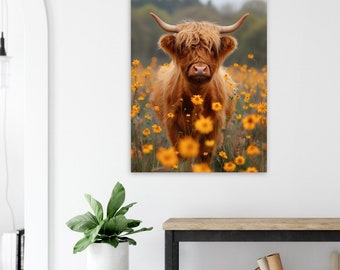 Peaceful Life - Highland Cattle in Meadow | Serene Nature Photography | Calm Farm Animal Portrait