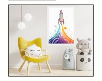 Premium poster “OnlyUp” for download! Rocket picture for the children's room, exclusively on Etsy