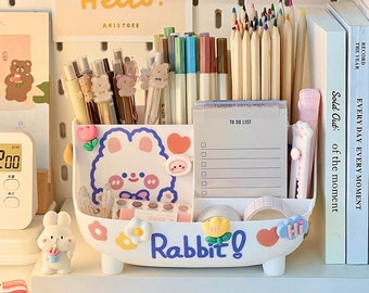 Kawaii Desktop Pen Holder - Large-Capacity Cute Stationery Storage Box - Creative Cartoon Pencil Holder