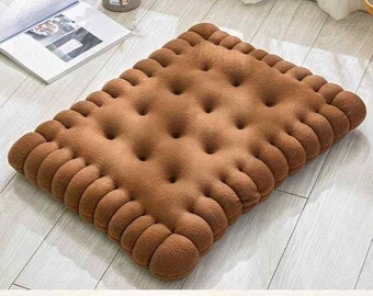 Biscuit Cushion | Thick Cute Office Chair Floor Mat | Sedentary Food Tea Coffee Style | Home Décor Cushion