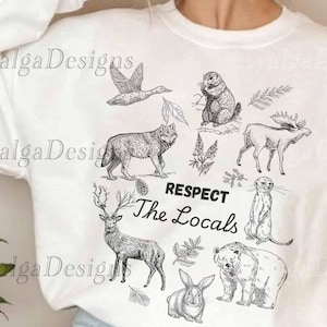 Unisex-Respekt die Einheimischen Wildtiere Sweatshirt Shirt für Müsli Mädchen Geschenk mit wilden Tieren Shirt Waldtiere-Outdoor-T-Shirt-Ayalga
