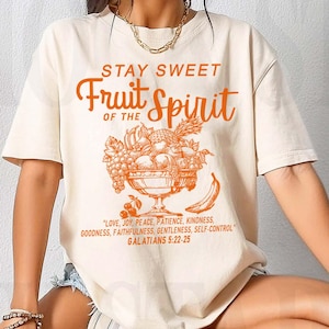 Camiseta Fruto do Espírito - Camiseta cristã para mulheres e homens - Roupas de fé vintage - Camiseta com versículos bíblicos, presente religioso estético para ela e ele - Ayalg