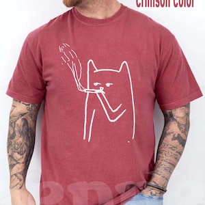 Unisex-Smoking Cat Y2K Shirt-Vintage Black Cat Tee for Men Women-Edgy Retro 90s Grunge T-shirt, Aesthetic Tee-Comfort Colors Clothing-Ayalga