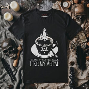 Black Metal Coffee T-Shirt | Satanic Occult Clothing | Black Metal | Weirdcore | Goth Shirt | Gothic Clothing | Aesthetic Clothing