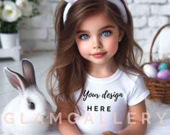 Cute and Colorful Easter-themed kids T-shirt Mockups | kids Customizable spring T-shirt Mockups