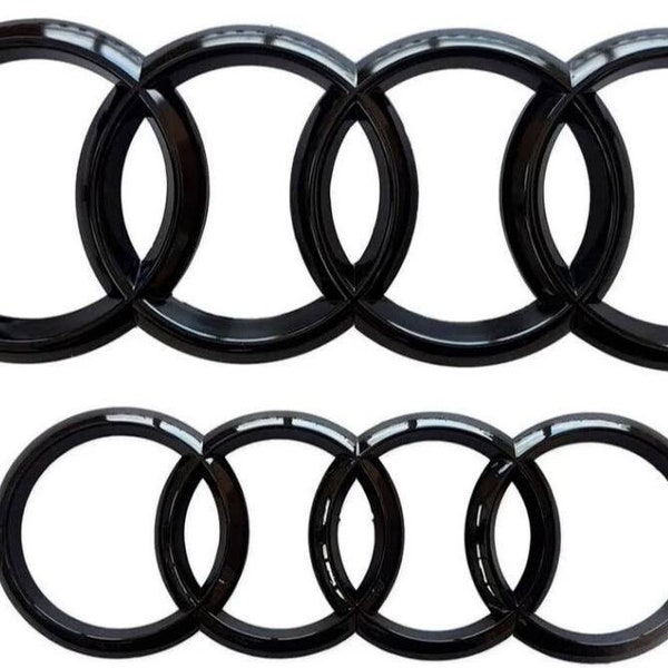 Fit for Audi Gloss Black Badge Rings Set Front Grille Rear Boot 273mm 192mm A1 A3 A4 A5