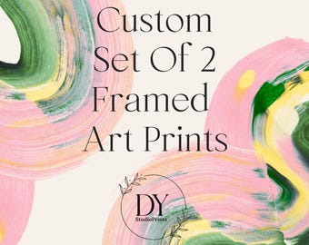 Custom Framed Poster Set of 2 | Choose Any Artwork | Pine Wood Frame Wall Art | Ready to Hang Grandmillennial Coastal Decor