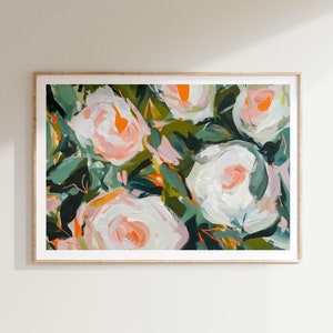 Pink Botanical Flower Painting, Printable Colorful Farmhouse Decor, Pink Blue Floral Wall Art, Aesthetic Apartment Decor, Trendy Summer Art