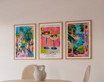 Matisse Inspired Cocktail Print Set, Retro Bar Art (Digital Download)