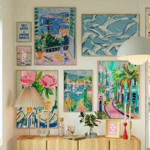 Juego de 8 pósteres vintage para decoración de apartamentos, pósteres de verano, decoración de habitación coqueta, pósteres de playa, pósteres franceses para apartamentos, arte mural de hotel.