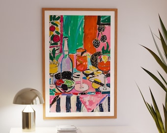 Colorful Still Life Painting, Kitchen Wall Art, Modern Art Print