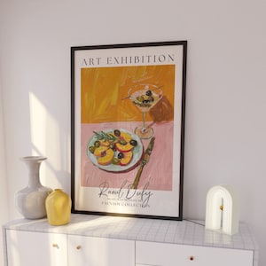 Retro Esstisch Kunstdruck, Speisen und Getränke Illustrationen Poster, Maximalist Küche, Galerie Wand Kunst, Wohnung Dekor, Bar Warenkorb Kunstdruck