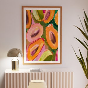 Trendiges Verano Poster, 70er Jahre Wanddruck, Orange Küchen Poster, Sommerhaus Poster, Psychedelische Kunst, Retro Print, Maximalistische Kunst, Preppy Print
