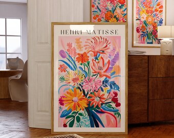 Set of 3 Prints Flower Prints, Colorful Poster Art, Eclectic Art Decor, Summer House Poster, Trendy Poster, Matisse Modern Gallery Wall Art