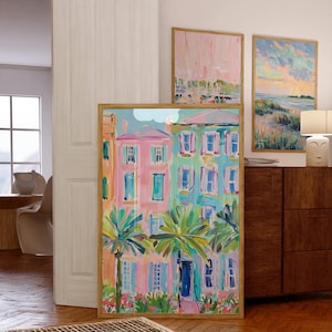Southern city Charleston Wall Art, Pastel Living Room South Carolina Travel Decor, Matisse Poster for Eclectic Home, Minimalist Vintage Art
