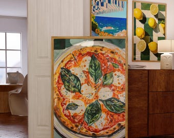 Italian Pizza Art Print: Mediterranean Kitchen Decor