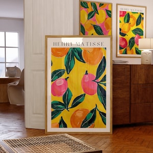 Lemon Henri Matisse Set of 3 Art Print, Digital Art Download, Kitchen Wall Art, Fruit Market Art Poster, Retro Aesthetic Wall Art