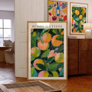 Lemon Henri Matisse Set of 3 Art Print, Digital Art Download, Kitchen Wall Art, Fruit Market Art Poster, Retro Aesthetic Wall Art
