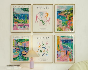 Matisse Print set Of 6, Matisse Wall Art,Exhibition Art, Mid Century Wall Art, Digital Print, High Quality Printable Poster,Print Gift Idea