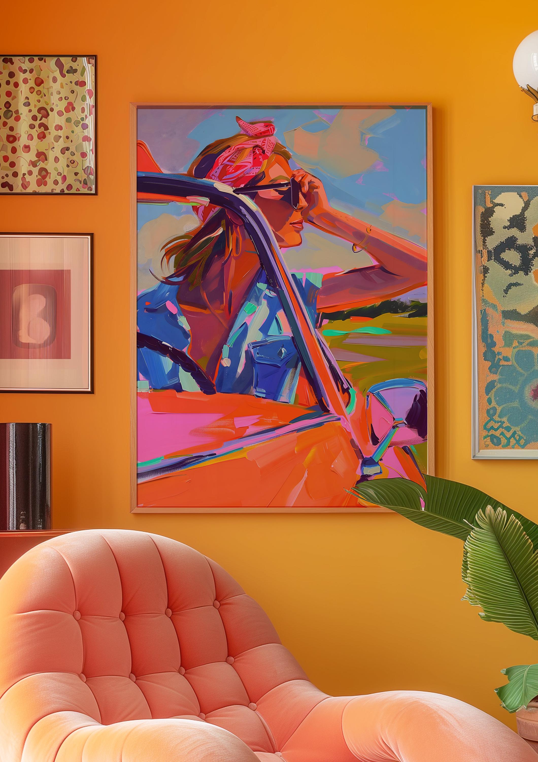 レトロな女性の油絵、ファッションアート、マティス風の絵画、マキシマ