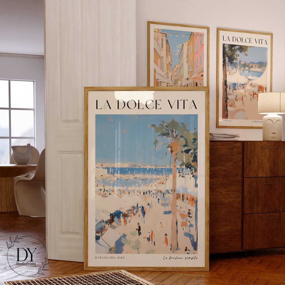 Vintage Italian Coastal Art Prints, La Dolce Vita, Bar Cart (digital ...