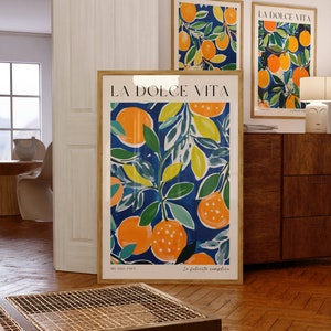 Amalfi Coast Oranges Art Print Set, La Dolce Vita Kitchen Wall Amalfi Coast Oranges Art Print Set, La Dolce Vita Kitchen Wall