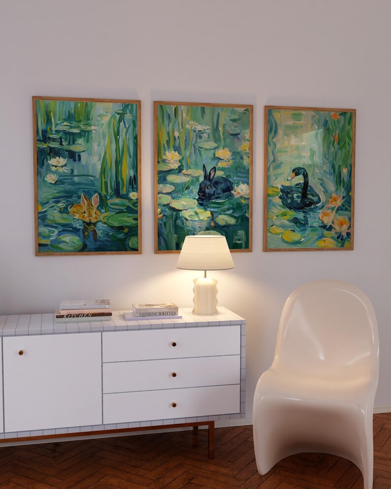 Monet Rabbit Claude Monet Rabbit in Water Lilies, Impressionist Landscape Painting ...