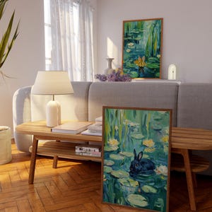 Monet Rabbit Claude Monet Rabbit in Water Lilies, Impressionist Landscape Painting ...