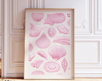 Pink Coastal Cowgirl Wall Art Poster Hanger Frame, Seashell Wall Decor