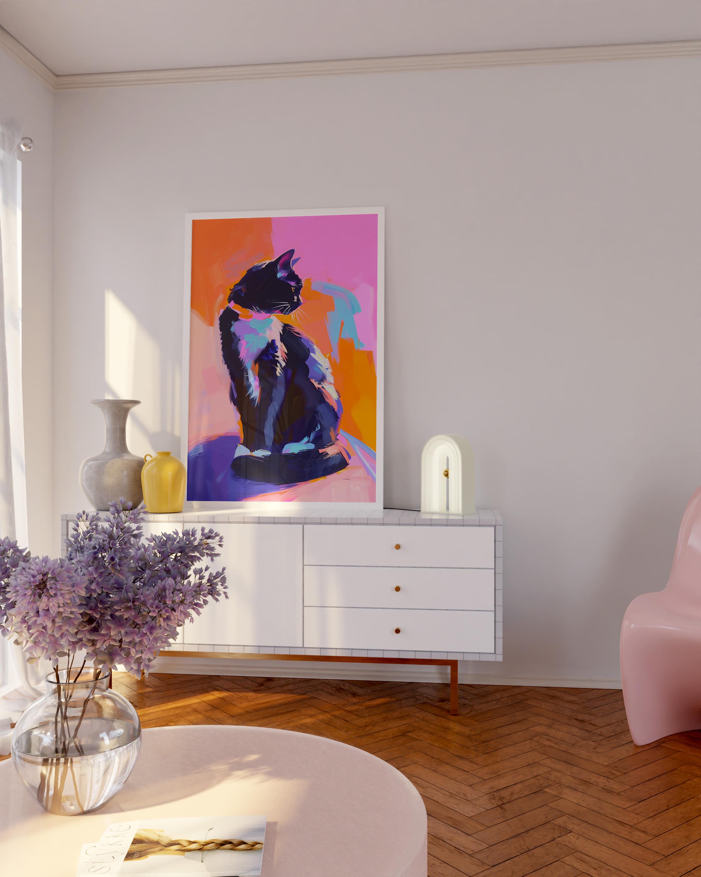 Henri Matisse Kunstdruck Leinwand - Schwarze Katze Motiv 50x75cm Für Wohnzimmer