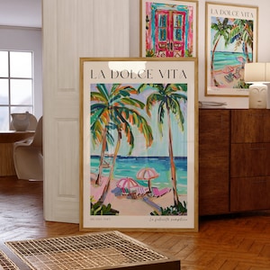 Set of 3 Prints Matisse, La Dolce Vita Italy Painted Printable Digital Wall Art, Retro Colorful Italian Print, Dopamine Travel Poster Gift