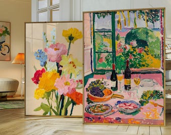 Lámina artística mediterránea inspirada en Matisse: Naturaleza muerta fauvista