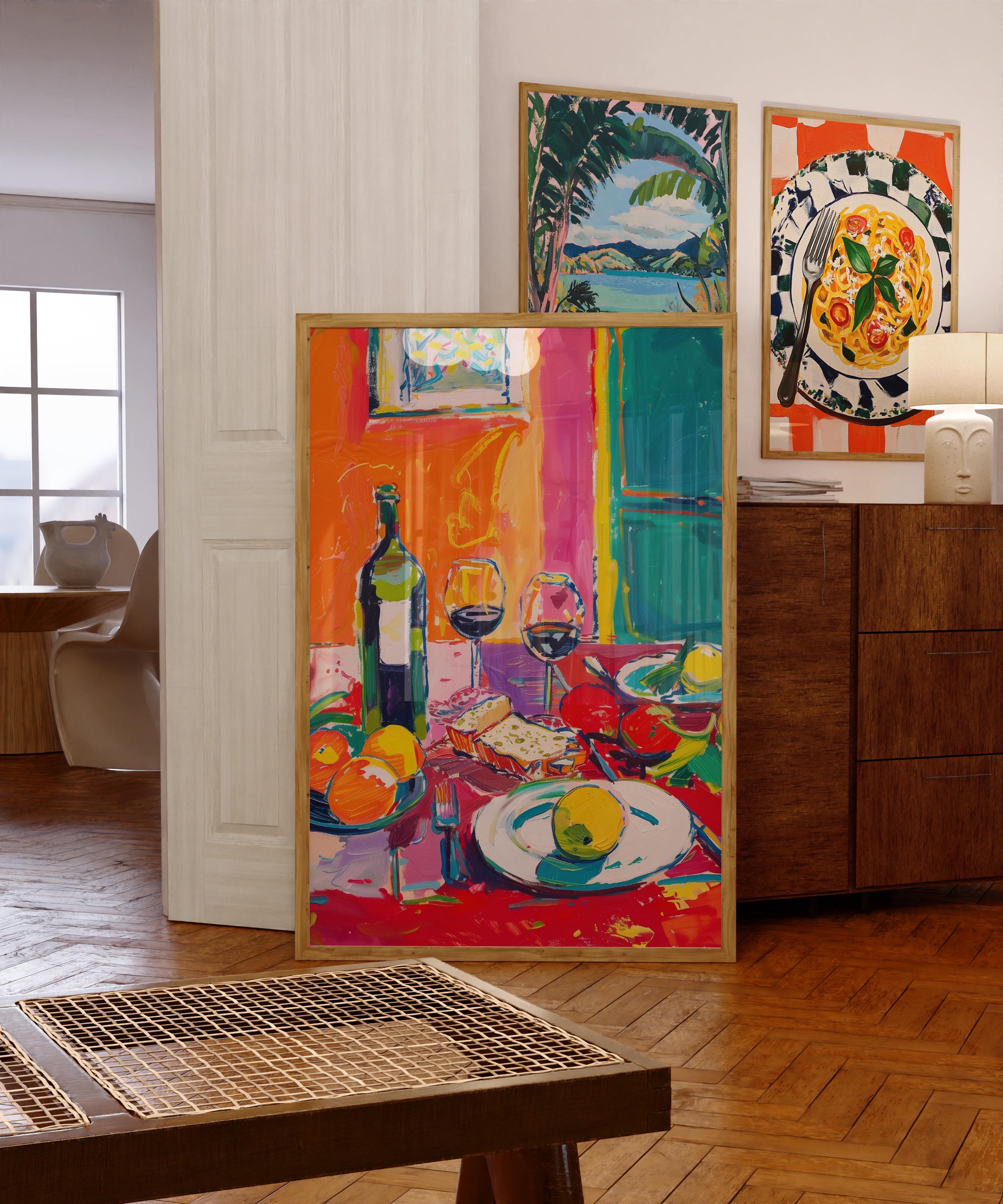 Stampa artistica di cibo, poster da cucina retrò, arte di Henri Matisse, opera d'arte kitsch per sala da pranzo, regalo per chef, dipinto di cibo vintage, poster massimalista